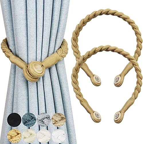 Glorytame Abrazaderas Cortinas, Sujeta Cortinas, Enganches Cortinas, Recoge Cortinas, Abrazadera Cortina con Iman de Diseño, para Cortinas Decorativas para el Hogar y la Oficina (Dorado)