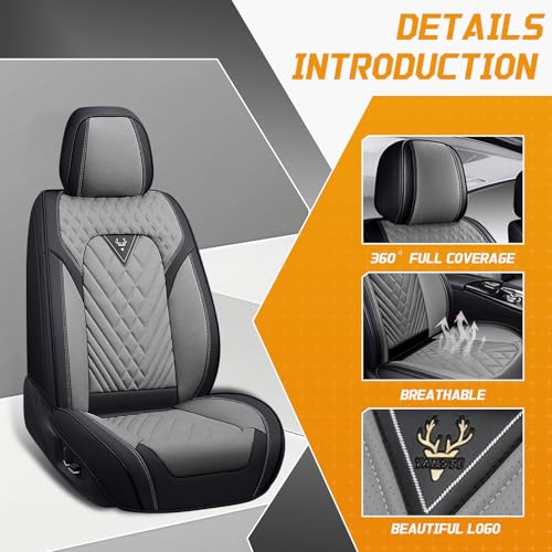 Image of for Toyota RAV4 Seat Covers 2008-2026, Waterproof Car Seat Covers | Nappa Leather Seat Covers for RAV4 Front Set, Airbag Compatible, Full Coverage Seat Protectors, Easy Install(Black /Gray)