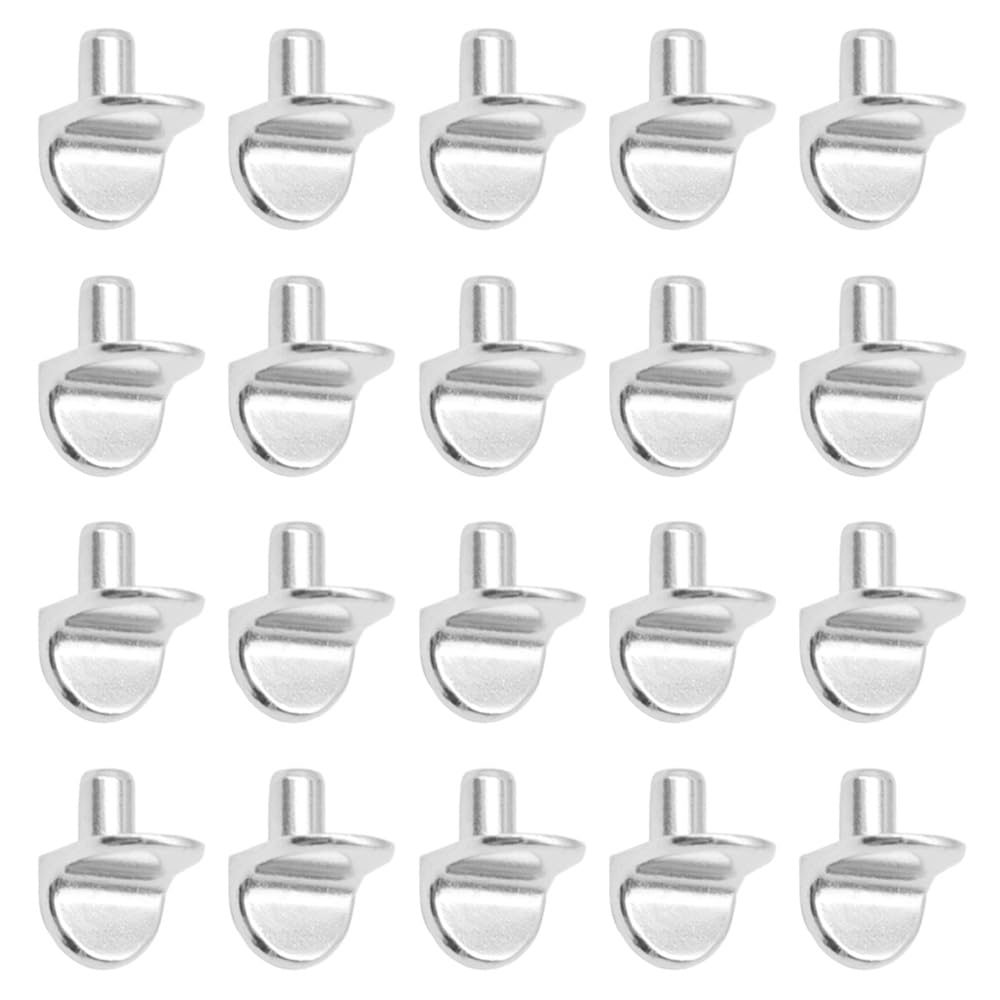 Ruidee 50 Pcs Cupboard Shelf Pegs 5mm Shelf Support Pegs for Shelves L Shaped Shelf Pins Metal Shelf Bracket Pegs for Bookcase,Kitchen Cupboard (TJ-XL/Silver)