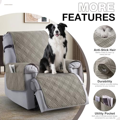 TAOCOCO 100% Waterproof Recliner Chair Cover Stay in Place, Recliner Covers for Small Recliner Chair with Pocket, Reclining Chair Cover Furniture Protector for Kids, Pets(20'', Light Brown) - image 5