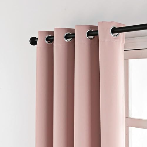 Miniatura 3 de MANGATA CASA Cortinas opacas rosas con ojales, 2 paneles para dormitorio, cortinas de ventana para sala de estar, cortinas térmicas oscuras (rosa,
