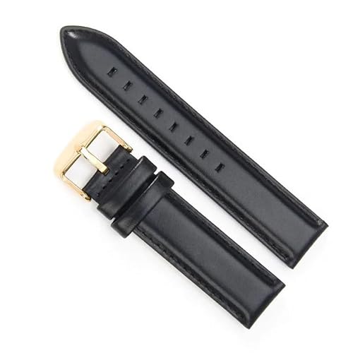 sooponu Echtes Lederarmband für DW Herren Damen Uhrenarmband für Daniel Wellington(Black-Gold,22mm)