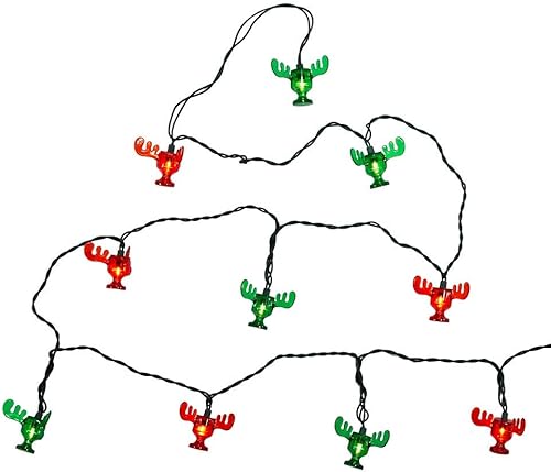 Miniatura 4 de Kurt Adler - Juego de 10 tazas de plástico con diseño de alce, color rojo y verde