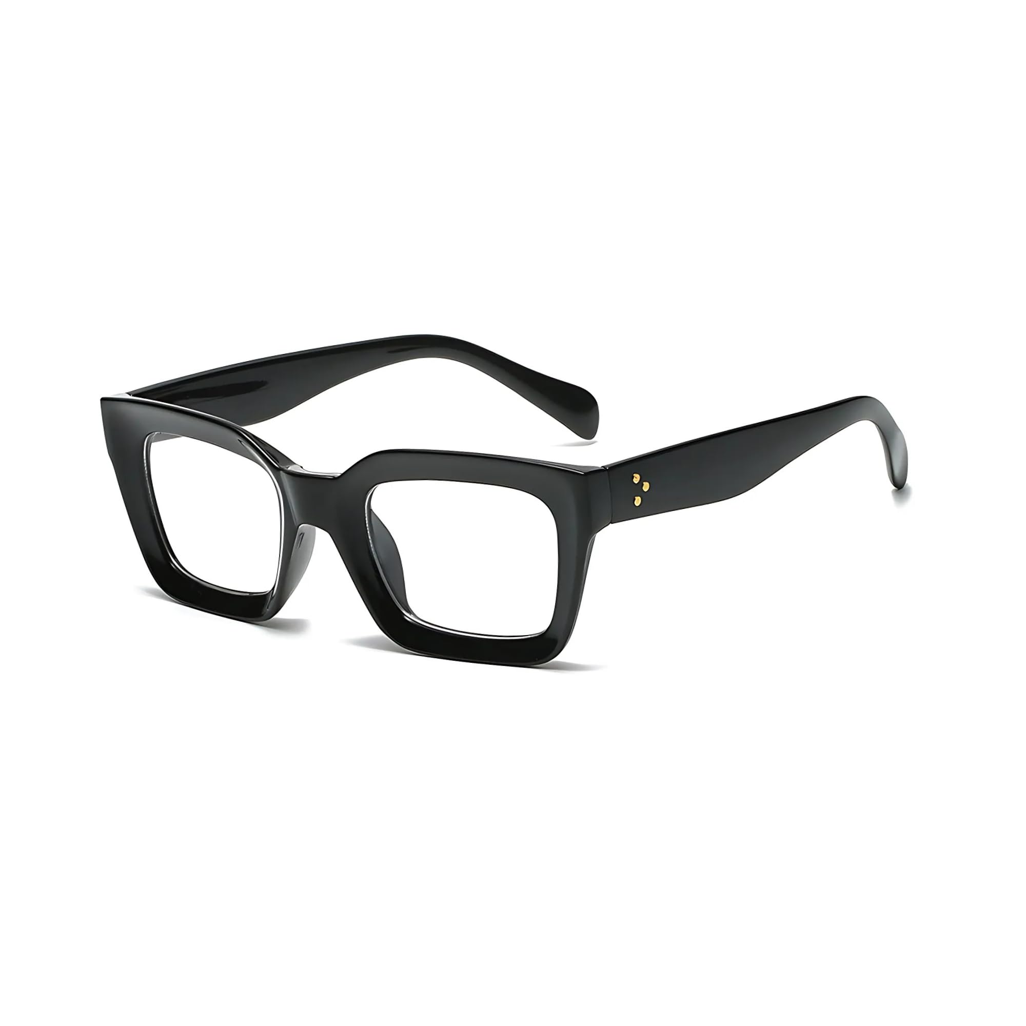 4Flaunt Dotted Series Oversized Square Blue Light Blocking Glasses for Women & Men | Thick Bold Stylish Glares with UV400 Protection | Computer, Gaming & Screen Time Eyewear (C1 - Black)