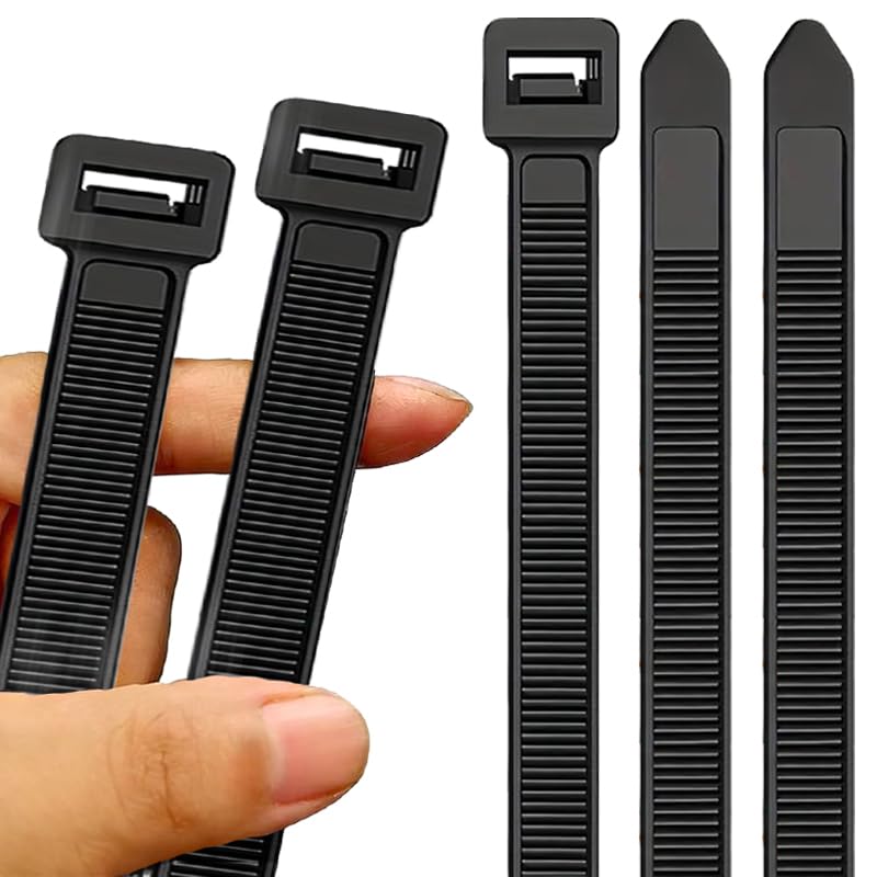 Caiery Extra Large Cable Ties 12mm X 500mm, Heavy Duty Tie Wraps, Premium Zip Ties, Nylon Cable Zip Ties, Black, 50PCS, 19.7 inch x0.47 inch