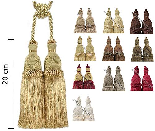 e-kurzwaren Double Embrasse avec Gland 20cm/70cm Rideaux Réglable Cordon Salon Chambre Decoration Rideau