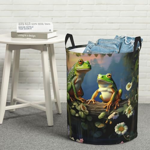 Panier à linge poignées intégrées grand modèle imperméable motif grenouilles - 2