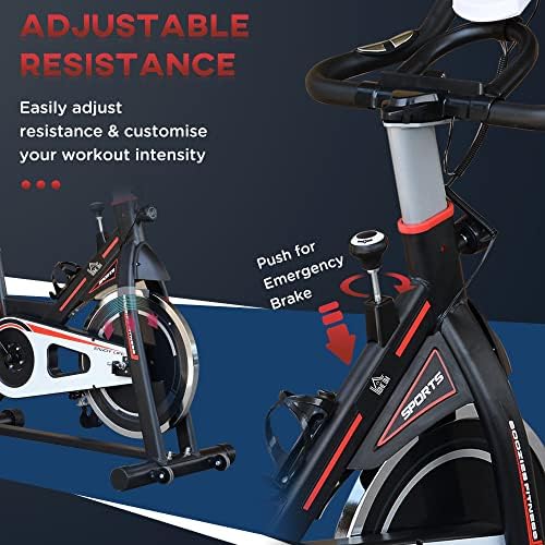 HOMCOM 8kg Flywheel Stationary Exercise Bike Racing Bicycle Home Fitness Trainer with Adjustable Resistance LCD Display Wheels Black