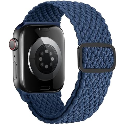 MroTech Compatible with Apple Watch Band 44mm 45mm 49mm 42mm for Women Men,Stretchy Wristband Sport Loop Adjustable Strap,Elastic Nylon Braided Band for iWatch Series Ultra 9 8 7 6 SE 5 4 3 2 1,Blue Cover