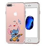 iPhone 7 Plus CASE,iPhone 8 Plus CASE, Stitch Playing Guitar 3D Printed Soft Clear Cute Case