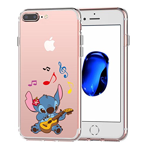 iPhone 7 Plus CASE,iPhone 8 Plus CASE, Stitch Playing Guitar 3D Printed Soft Clear Cute Case