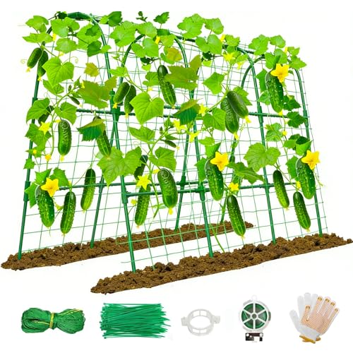 Cucumber Trellis for Raised Bed, U-Shape Garden Trellis 47.2" Tall,