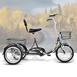 Triciclo Adultos 16 Pulgadas Exteriores, Bicicleta Tres Ruedas, pedaleo con Cesta la Compra, Bicicleta Triciclo Personas Mayores, Mujeres, Hombres, triciclos, recreación, Compras, Picnic