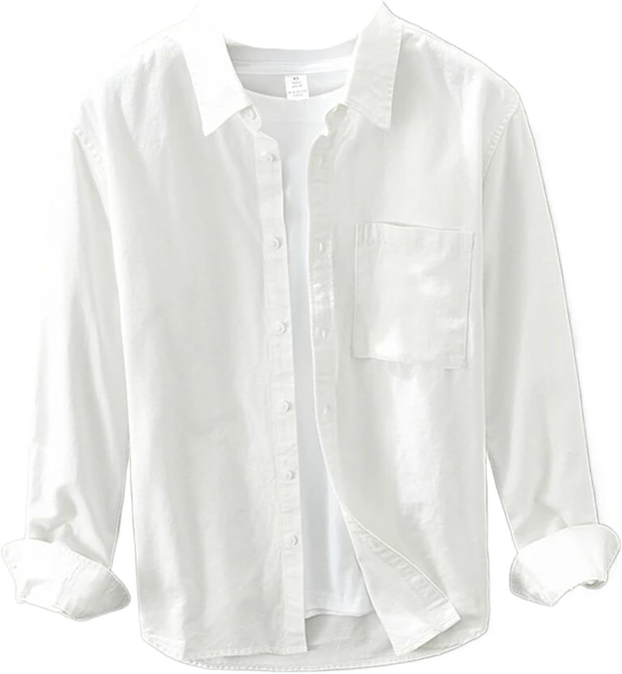 Autumn Men's Cotton Long Sleeve Shirts Solid Mens Casual Shirt Vintage Tops for Men Plain Shirt