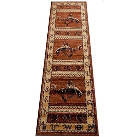 Lodge Western Area Rug Design 370 Brown (2 Feet 2 Inch X 7 Feet 2 Inch) Runner Cover