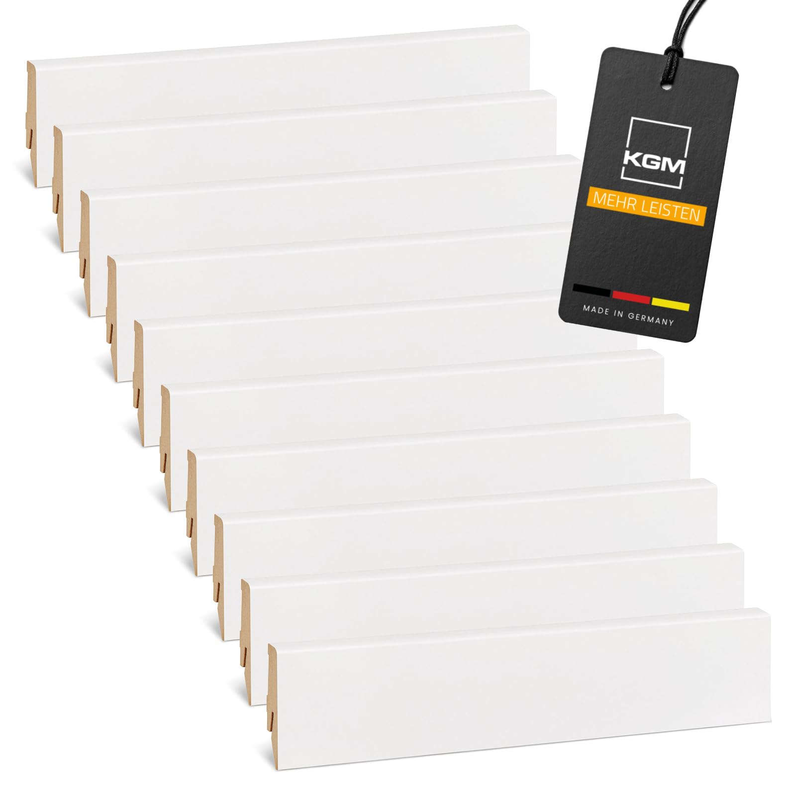 Vorteilspack 48 Meter Sockelleiste Mega – Weiß folierte MDF Fußbodenleiste KGM – Maße: 2400 x 16 x 58 mm – 20 Stück