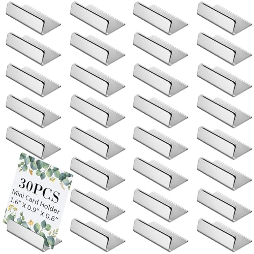 Image of 30 Pcs Table Number Holders Silver Glossy Finish | Metal Place Card Stands for Weddings Parties, Display Price Tags Food Signs, Restaurants Events, 1.6 inchx0.5 inchx0.6 inch