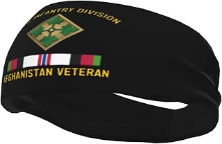 4th Infantry Division Afghanistan Veteran Headbands Sports Non-Slip Tennis Workout Sweat Bands for Women Men3