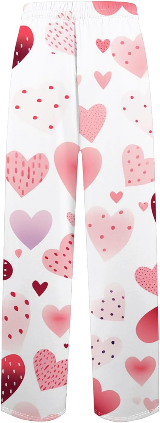 Men's Valentine's Heart Print Pajama Pants Lounge Sleep Bottoms Drawstring and Pockets PJ Pants - Image 4