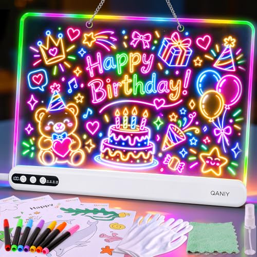 16" Rechargeable LED Drawing Board, 14 Light Effects Doodle Board, White