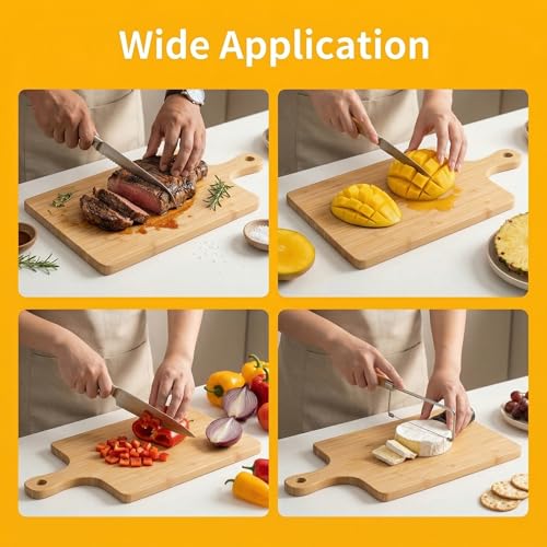 Set de 12 tablas de cortar de madera con mango bambú miniatura 5