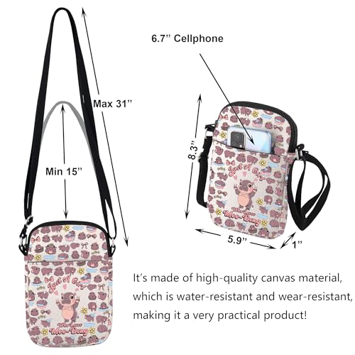 VAMSII Moo Deng Crossbody Bag Hippo Lover Club Hippopotamus Gift Hippo Viral Memes Hippo Lover Travel Shoulder Bag2