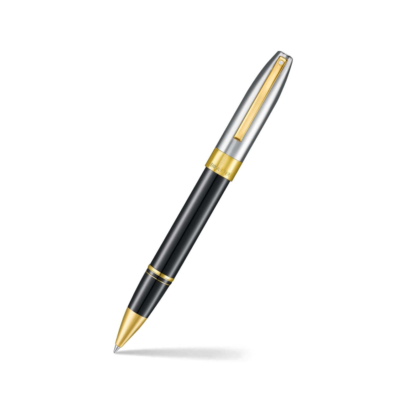 Sheaffer Legacy 9065 Pen, Bi-Color Black Tuxedo Medalist, 14KT PVD Gold Trims, with Custom Leather Pouch and Luxury Gift Box (Rollerball)