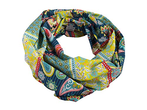 bettina bruder - Damen-Loop Schlauchschal Patchwork Paisley Boho-Style grün blau bunt - 100% Baumwolle