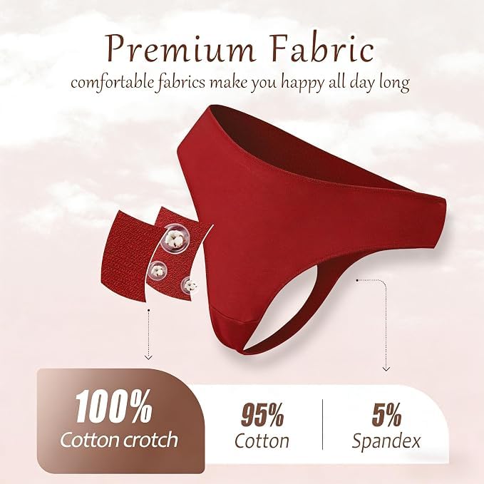 Image of READY TO LOVE Cotton Underwear Women 6 Pack Sexy Breathable Thongs Panties