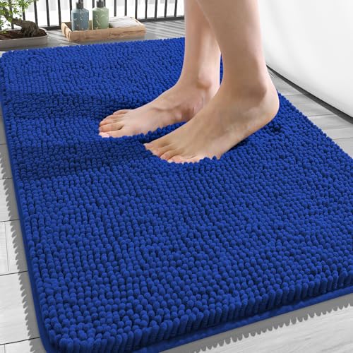 Image of OLANLY Bathroom Rugs 34x21, Extra Soft Absorbent Chenille Bath Rugs, Rubber Backing Quick Dry, Machine Washable Bath Mats for Bathroom Floor, Tub and Shower, Home Decor Accessories, Royal Blue