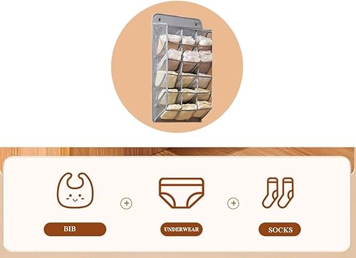 Miniatura 8 de kamuavni Paquete de 2 organizadores colgantes duraderos para ropa interiorcalcetines con 15 bolsillos de malla, bolsillo de almacenamiento que