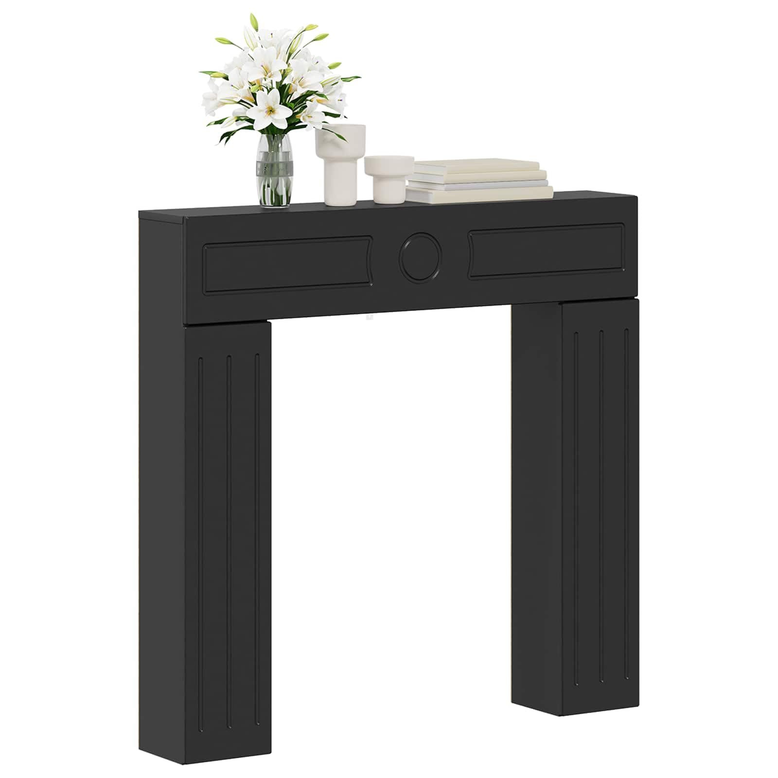 vidaXL Kaminumrandung Schwarz 102 x 18 x 100,5 cm Holzwerkstoff, Wohnzimmer, Schlafzimmer, Flur, U-förmiger, moderner Kaminrahmen, dekorativer, platzsparender Wohnaccessoire