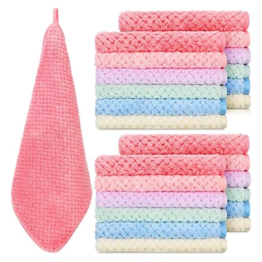 Set of 24 Hanging Hand Towels Hand Dry Towels for Kitchen Bathroom with Hanging Loop Soft Absorbent Hand Dry Towels Washable Kitchen Towels Face Towels for Bathroom Hanging, 11.8 x 11.8 Inches