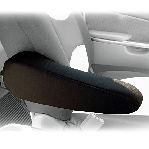 Image of FH Group Flat Cloth Fabric Armrest Cover Semi-Universal Fit, One Pair Black