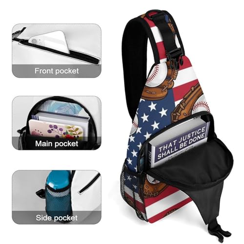 Fashion Dress Decor Sling Backpack Shoulder Bag, Day Pack, Chest Shoulder Bag For Men And Women American Flag Baseball Art4
