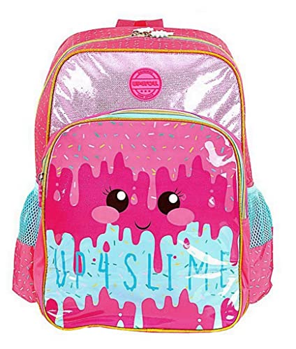 Mochila Infantil Feminina Impermeável Bolsa Escolar De Costas Menina Reforçada Média Slime Colorida