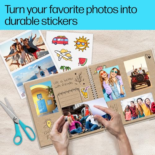 Image of HP Picture Stickers 8.5x11in,25 sheets Self-Adhesive, Easily repositionable, Matte Photo Stickers. Print, Peel & Stick All Inkjet printers and craft cutters. (8L1U9A)