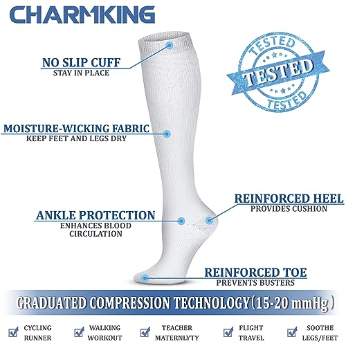 Image of Compression Socks (7 Pairs), 15-20 mmhg is BEST Graduated Athletic & Medical for Men & Women, Running, Flight, Travel, Nurses, Pregnant - Boost Performance, Blood Circulation