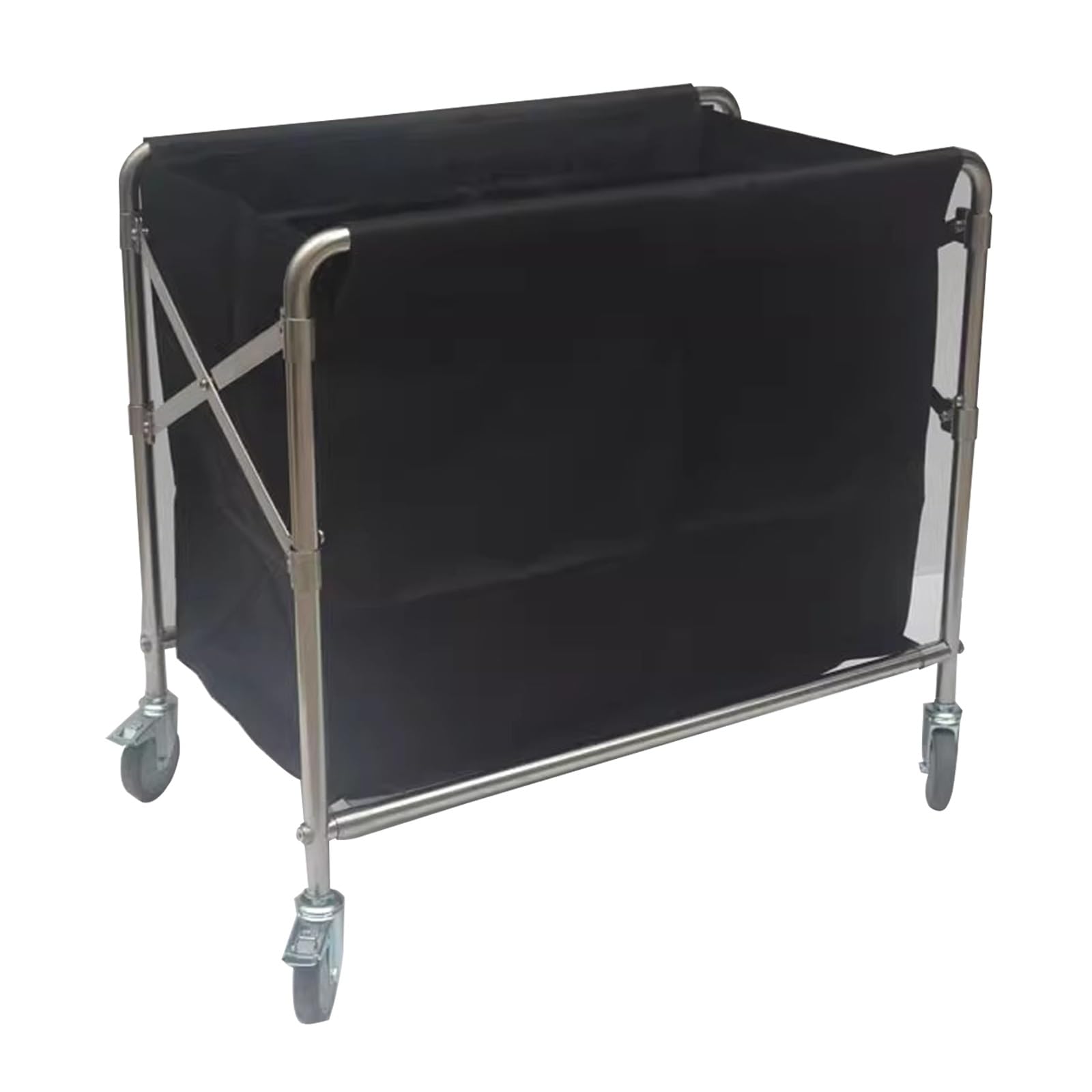 Robuster Wäschekorb mit Rollen für Hotel Und Zuhause, Rollender Wäschekorb ，Zusammenklappbarer Wäschewagen(Black)