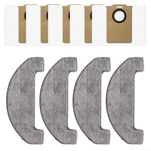 9Pcs Mop Cloths & Dust Bags For Uninell UR3 Robot Vacuum Cleaner Accessories, 4Pcs Microfiber Mop Pads, 5Pcs Debris Trap Vacuum Bags, Robot Floor Cleaning Kit