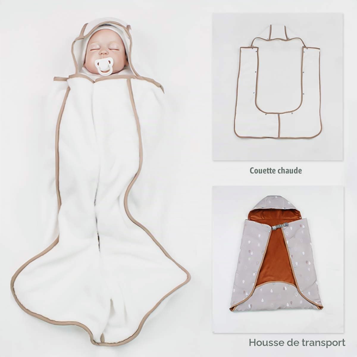 SONARIN Universel Housse Toutes Saisons pour porte-bébé,Housse de Protection, doublure détachable,Coupe vent,Imperméable,Housse d'hiver(Gris Clair)