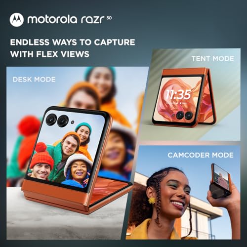 Image of Motorola razr 50 (Spritz Orange, 8GB RAM, 256GB Storage) | 3.6 inch External AMOLED Display | 6.9 inch AMOLED 120Hz Display | 32MP Selfie Camera