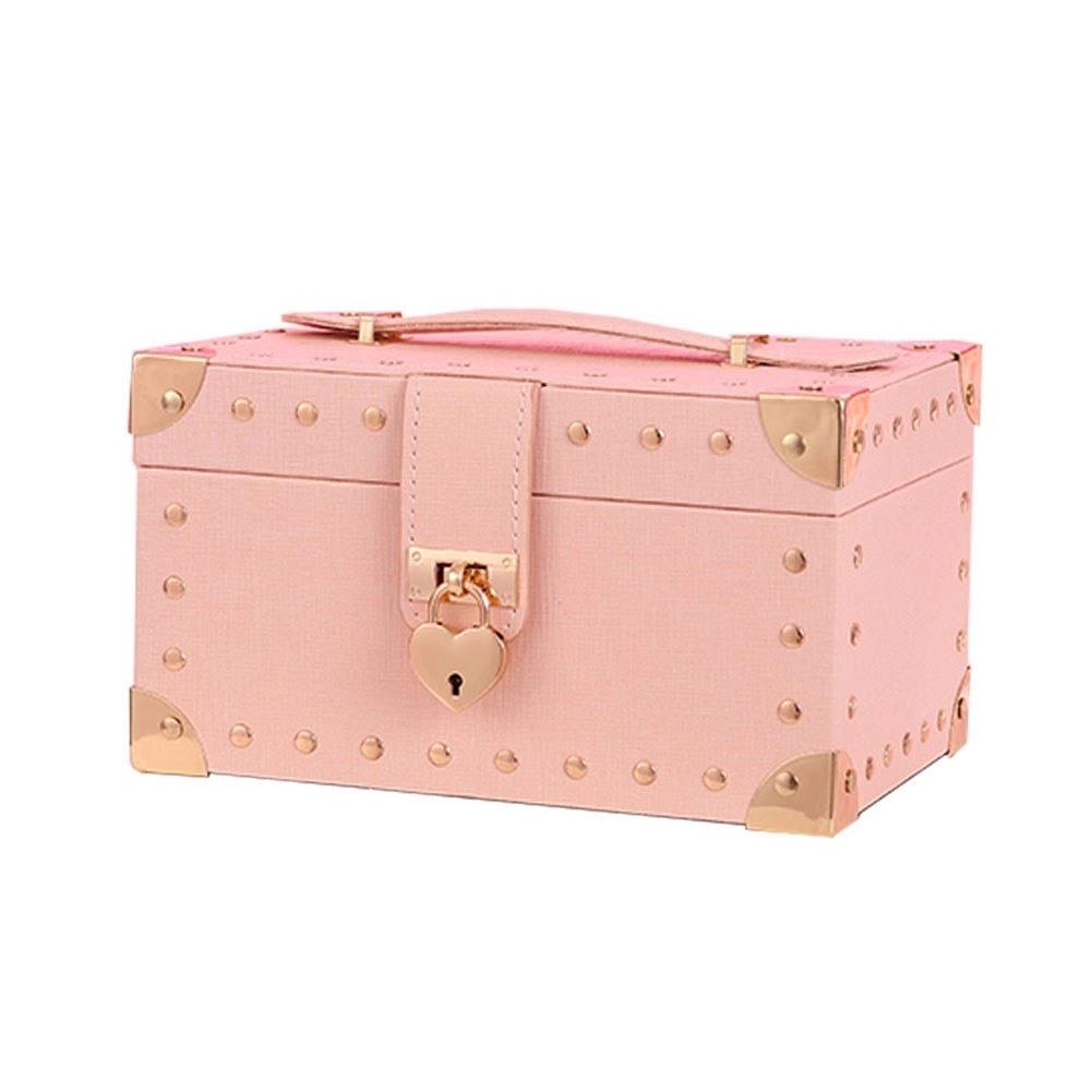 Sddpulse Women's Portable Jewellery Box Leather Double Layer Jewelry Jewelry Organiser With Mirror Necklace Ring Earrings Storage Case Jewelry Box For
