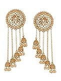 Bindhani Fashion Bollywood Jewellery Traditional Ethnic Bridal Bride Wedding Bridesmaid Gold Plated Kundan Long Faux Pearl Drop Jhumka Jhumki Indian Bahubali Earrings Jewelry For Women