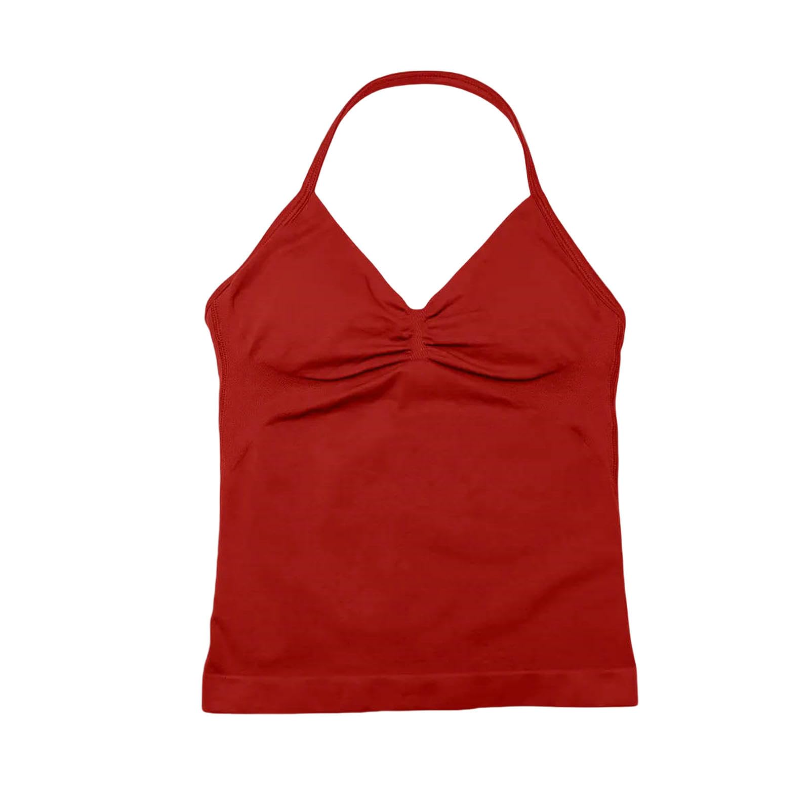 Sujetador Deportivo Mujer Longline Strappy Top Sports Vest De Yoga Fitness's Fitness Fitness Top Gym Hermoso Bray Back Back Running Entrenamiento-Rojo-XS