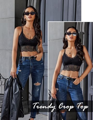 Image of Avidlove Lace Bralette for Women V Neck Camisoles Racerback Adjustable Strap Crop Top