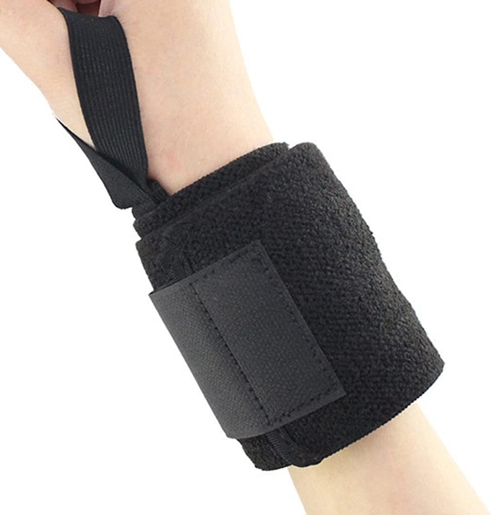 1 Pair Protective Wristbands Elastic Non-Slip Winding Wrist Wraps Sports Bracers for Weight Lifting Fitness Gym