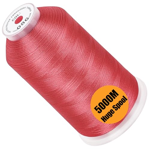 Image of New brothread - Single Huge Spool 5000M Each Polyester Embroidery Machine Thread 40WT for Commercial and Domestic Machines - Deep Rose