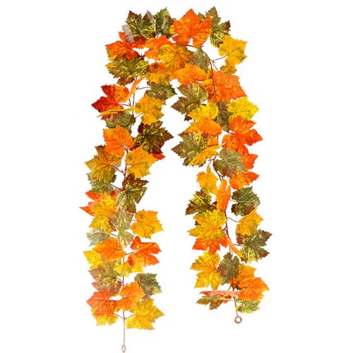 Autumn Decorations Artificial Maple Leaf Garland for Home Decor 175cm Fall Decor for Wedding Thanksgiving Party Fireplace Wall Decoration and Autumn Decorations in The Open