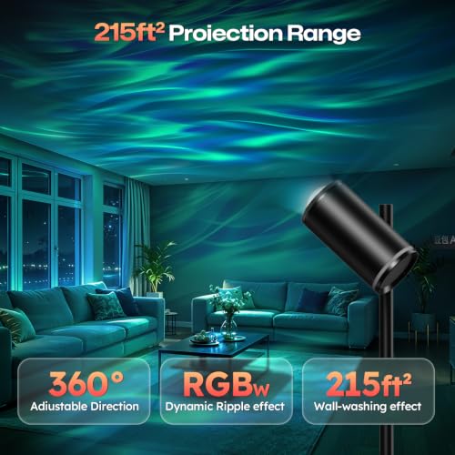 Uplighter Floor Lamp with RGBIC Ripple Effect Projector - image 6